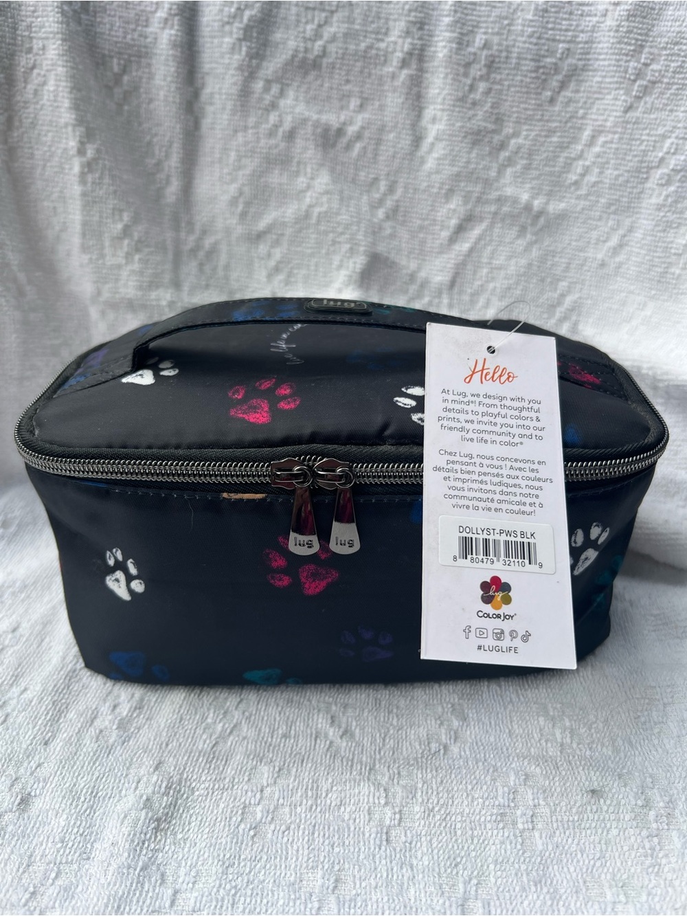 lug Dolly Short Cosmetic Bag in Paws Black